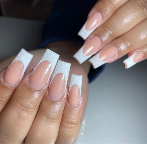 White Sugar Nails, Prom 23, Sugar Effect, Sugar Nails, French Nails, White Nails, Fake Nails, Stylish Nails, Nail Art