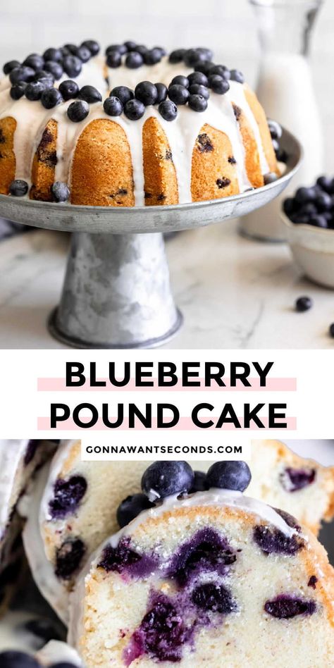 Unique Pound Cake Recipes, Haskap Recipes, Blueberry Bundt Cake Recipes, Blueberry Cakes, Bunt Cake Recipe, Lemon Blueberry Pound Cake, Blueberry Bundt, Cake Bundt, Blueberry Desserts Recipes