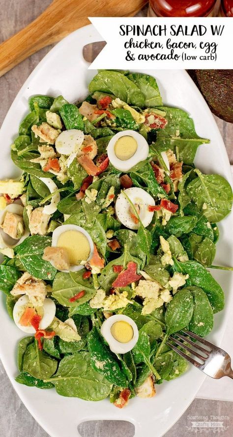 Low Carb Spinach Salad, Eggs And Avocado, Spinach Salad With Chicken, Spinach Salad Recipes, Bacon Eggs, Boiled Egg Diet Plan, Low Carb Salad, Healthy Low Carb Recipes, Eat Better