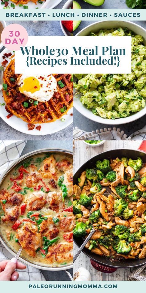 If you’re doing the January Whole30, you can use this Whole30 meal plan to get you through since I’ve included all meals, side dishes and recommendations for sauces – both store bought and homemade. These are the BEST healthy breakfast, lunch and dinner recipes! Include paleo friendly meals in your life this year, you can use this plan as a guide to find some tried and true recipes that your whole family will love. January Whole30, Healthy Breakfast Lunch And Dinner, Whole30 Meal Plan, Paleo Baking Recipes, Best Healthy Breakfast, Meal Plan Recipes, Paleo Running Momma, Leftover Breakfast, Whole30 Breakfast