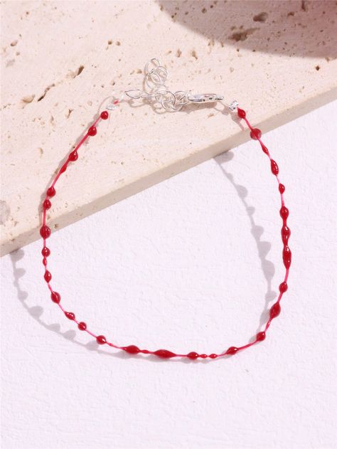 Rojo  Collar  plástico   Embellished Blood Bracelet, Women Chain, Chain Bracelets, Bracelet For Women, Chain Bracelet, Kdrama, Necklaces, Bracelet, Collar