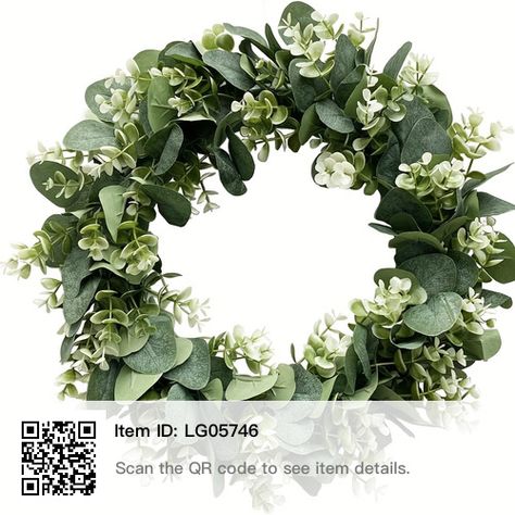 Large Door Wreaths, Summer Door Decorations, Front Door Farmhouse, Green Front Doors, Door Farmhouse, Feuille Eucalyptus, Eucalyptus Leaf, Artificial Plants Outdoor, Eucalyptus Wreath