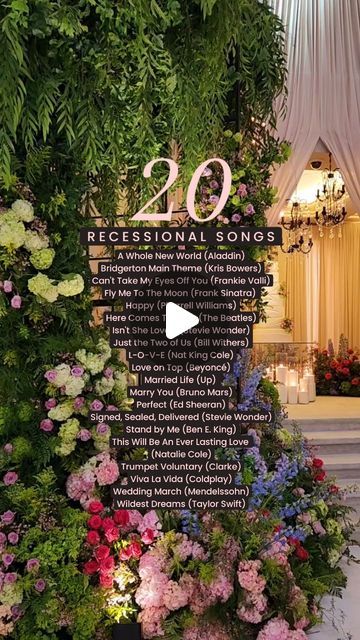 𝙀𝙉𝘾𝙃𝘼𝙉𝙏𝙄𝙉𝙂 𝙇𝙄𝙑𝙀 𝙈𝙐𝙎𝙄𝘾 🎻 on Instagram: "Top 20 Recessional Songs 🎵

📌 SAVE for your wedding day!

A compilation of our most requested wedding recessional songs lately—a few traditional classics and some newer ones. This closing song plays after you're officially pronounced married and ready to walk down the aisle as newlyweds! Choose an upbeat song to lead your guests into the festivities to follow or opt for a more romantic exit with a sentimental ballad. It’s your day and completely up to you!

We'd love to hear your favorites...

🏰 @palladiobh

-----

✨️ #ENCHANTEDSTRINGS
Now booking 2024! www.enchantedstrings.com" Wedding Songs To Walk Down Aisle, Wedding Recessional Songs, Wedding Recessional, Recessional Songs, Upbeat Songs, Walk Down The Aisle, Now Booking, Song Play, Wedding Songs