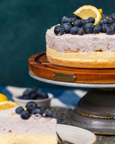 Blueberry Mousse Cake, Lemon Mousse Cake, Blueberry Mousse, Speciality Cakes, Oreo Delight, Shortbread Cookie Crust, No Bake Lemon, Lemon And Blueberry, Fridge Cake