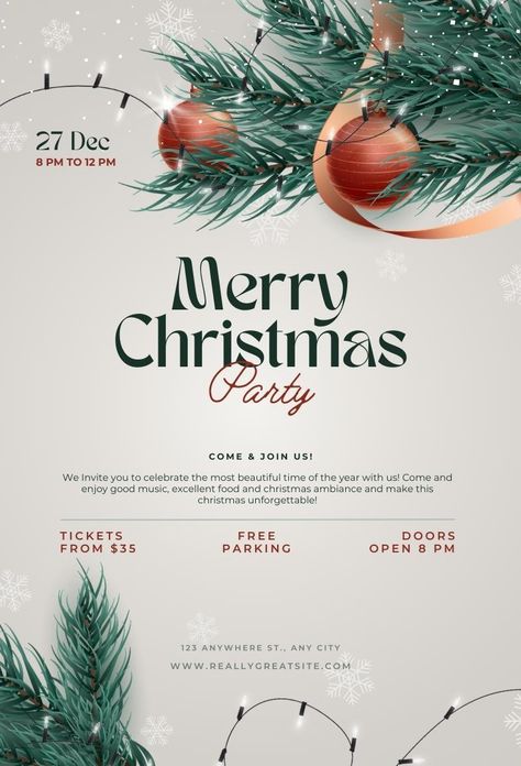 Poster Natal, Christmas Brochure, Christmas Flyer Template, Holiday Party Invitation, Free Brochure Template, Christmas Invitation, Template Christmas, Christmas Flyer, Gold Holiday