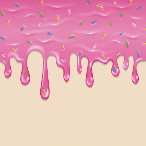 Dripping delicious pink doughnut seamles... | Premium Vector #Freepik #vector #food #cake #bakery #pink Drip Wallpaper, Dripping Paint Art, Pink Doughnut, Rosas Vector, Dark Texture, Ice Cream Wallpaper, Pink Doughnuts, Desert Background, Pink Ice Cream