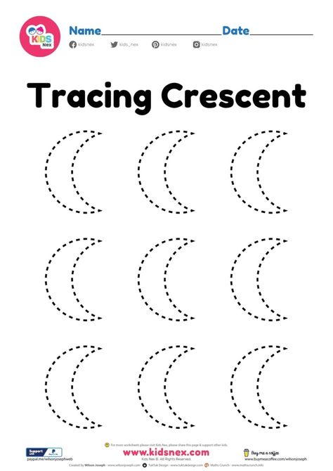 Crescent shape worksheet tracing for preschool | Tracing For Preschool, Shape Worksheet, Numbers Activities, Shape Worksheets For Preschool, Moon Activities, Shapes Worksheet Kindergarten, Tracing Worksheets Free, Shape Tracing Worksheets, Pattern Worksheet