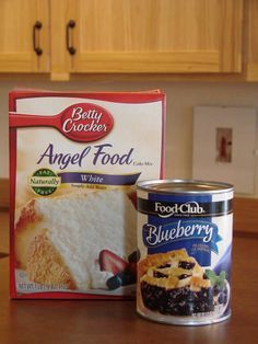 Cake And Pie Filling Recipe, Blueberry Angel Food Cake, Angel Food Cake Mix, 2 Ingredient Cakes, Angel Food Cupcakes, Bread Pans, Angel Food Cake Desserts, Delicious Cupcakes Recipes, Fruit Pie Filling