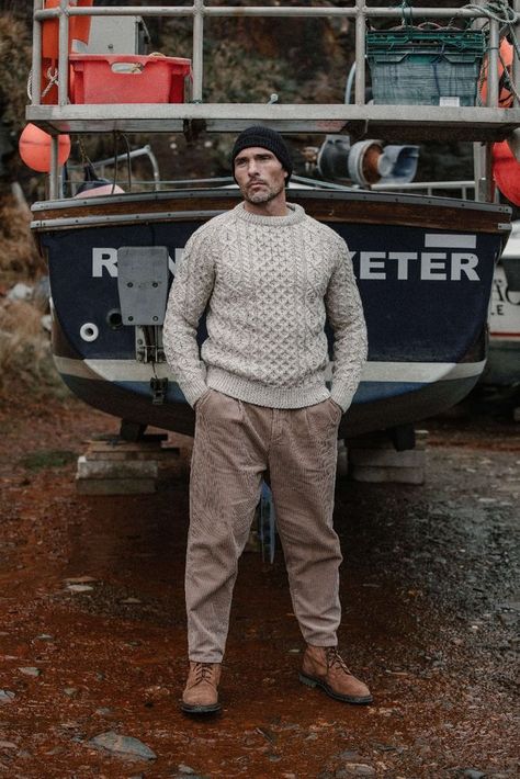 Peregrine Clothing UK | British made since 1796 | Peregrine Clothing UK | British made since 1796 Fisherman Outfit, Fisherman's Rib, English Clothes, Aran Jumper, Aran Knit, Farm Clothes, Aran Sweater, Vintage Jumper, Textured Yarn