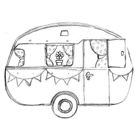 Dream Caravan Sketch | Initial pencil sketch of a new design… | Flickr Camper Drawing, Camper Quilt, Camper Art, Camping Vintage, Retro Caravan, Vintage Caravans, Retro Campers, Vintage Campers, Camping Theme