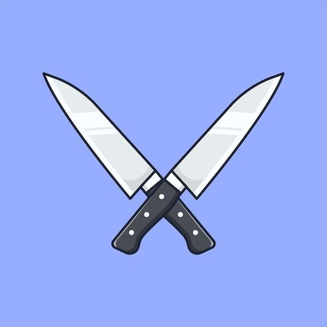 Double kitchen knife cartoon icon vector... | Premium Vector #Freepik #vector #knife #object #kitchen-knife #chef-knife Cartoon Knife, Drawing Knife, Knife Cartoon, Knife Illustration, Knife Drawing, Chopping Knife, Double Kitchen, Warriors Illustration, Aphmau Fan Art