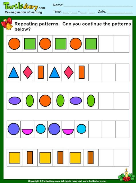 Download and print Turtle Diary's Christmas Repeating Patterns worksheet. Our large collection of holiday worksheets are a great study tool for all ages. Patterns Worksheet, Pattern Worksheets For Kindergarten, Holiday Math Worksheets, Emotions Preschool, Holiday Worksheets, Math Patterns, Pattern Worksheet, Letter Tracing Worksheets, Hindi Worksheets