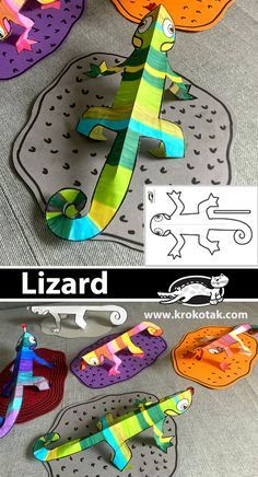 krokotak | Lizard Crafts for Kids Lizard Crafts For Kids, 3d Colouring Pages, Lizard Craft, Reptile Crafts, Rainforest Crafts, Animal Crafts Preschool, Australia Crafts, Snake Crafts, Art Picasso