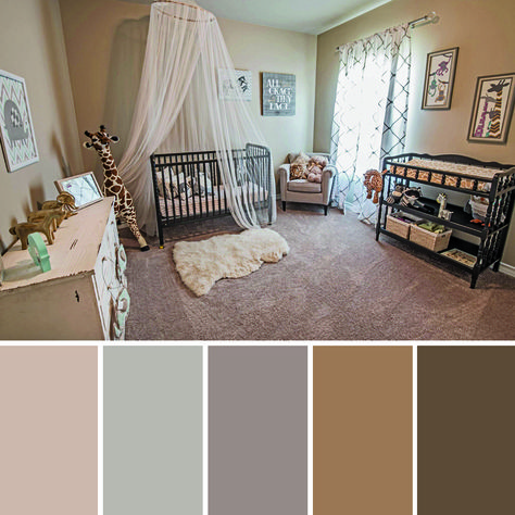 Looking for some inspiration for your baby’s room decor? Gender neutral nursery themes are rising in popularity. Design a beautiful nursery using this neutral color palette that will give your WestWind Home a calm and serene look that your newborn will enjoy.  http://westwindhomes.com #westwindhomes #builtforyourlife #vibrantcommunities #neutralcolors #nursery #SanCristobal Gender Neutral Nursery Wall Colors, Gender Neutral Room Colors, Tan Nursery Walls, Neutral Nursery Colors Palette, Gender Neutral Paint Colors Kids Rooms, Gender Neutral Nursery Color Palette, Gender Neutral Nursery Paint Colors, Tan Gender Neutral Nursery, Calming Nursery Colors