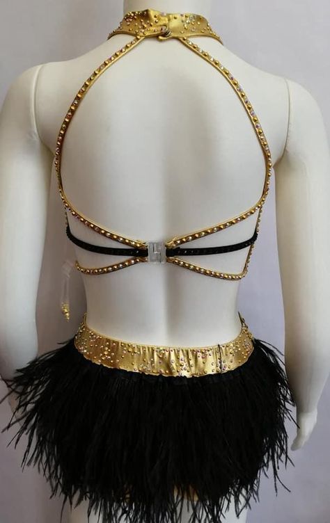 Black And Gold Jazz Costume, Black And Gold Dance Costume, Black Dance Costumes, Baton Costumes, Solo Costume Ideas, Tap Costumes, Skating Costume, Jazz Costumes, Gold Costume