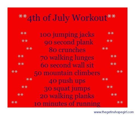 4th of July workout 4th Of July Workout, July Workout, Daily Workouts, Fitness Routines, Tabata Workouts, Boot Camp Workout, Hiit Workouts, Fitness Ideas, Love My Body