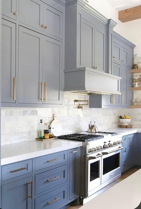 Colors To Paint Kitchen Cabinets, Sherwin Williams Blue, Paint Kitchen Cabinets, Popular Paint Colors, Blue Kitchen Cabinets, French Country Kitchens, Sherwin Williams Colors, Paint Kitchen, Bright Rooms