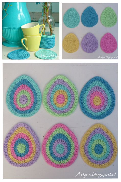 Purse Design Ideas, Crochet Egg Pattern, Egg Coaster, Crochet Egg Cozy, Easter Crochet Patterns Free, Crochet Egg, Crocheted Coasters, Crochet Beginner, Crochet Potholder