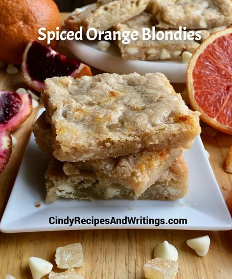 Spiced Orange Blondies - Cindy's Recipes and Writings #SpringSweetsWeek Orange Blondies Recipe, Orange Blondies, Fun Food Facts, Blondies Brownies, Spring Sweets, Spring Recipes Dessert, Sweet Bakes, Friends Recipes, Citrus Recipes