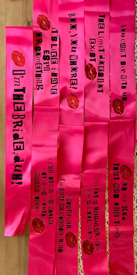 Bratz Theme Bachelorette, 2000 Bachelorette Party Ideas, Bachelorette Sash Ideas, Dti Theme Mean Girl, Meangirls Inspired Party, Mean Girls Invitation, Mean Girls Bachelorette Party, Mean Girls Birthday Party, Hot Pink Bachelorette Party