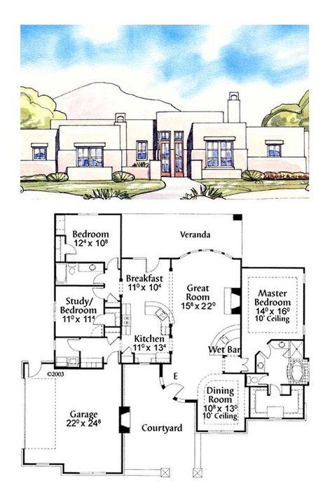 Desert House Plans, Santa Fe House, Adobe House Plans, Southwestern Homes, Southwest House, Beach House Flooring, Mission Style Homes, Contemporary Mediterranean, Adobe Home