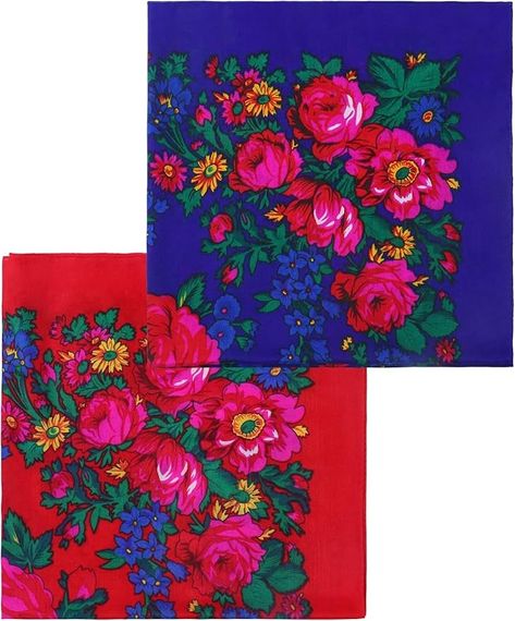 Amazon.com: MJ SERECA Acrylic Bandana Printed Hair Scarf Square Ukrainian Head Scarf Floral Babushka Neck Scarf for Women 30"/42"/60" (2 Pack-D 42") : Everything Else Hair Bandana, Scarf Square, Scarf For Women, Bandana Hairstyles, Hair Scarf, Bandana Print, Neck Scarf, Neck Scarves, Scarf Hairstyles