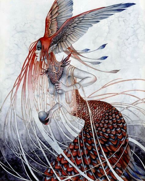 "Harbinger" by Kelly McKernan Spoke Art, Psy Art, Pop Culture Art, Pop Surrealism, Artist At Work, Beautiful Paintings, Dark Art, Comic Art, Feathers