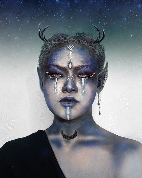 Art Makeup Elf Makeup of Night Elf Kaldorei Fantasy Elf Makeup, Special Fx Makeup, Night Elf, Character Makeup, Elf Makeup, Art Makeup, Fx Makeup, Halloween Face, Face Makeup