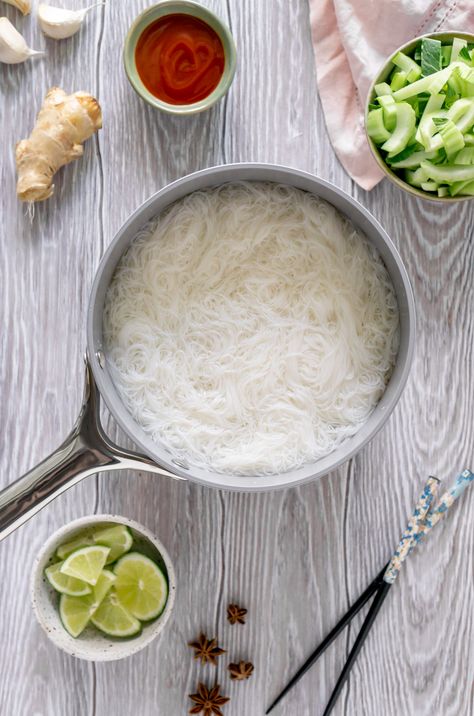 Shrimp Pho Noodle Soup is might be made quicker than usual, but it doesn't lack any of the bold flavors! Perfect for busy weeknight dinners. Seafood Pho Recipe, Pho Soup Recipe Easy, Shrimp Noodle Soup, Shrimp Pho, Pho Soup Recipe, Lemon Orzo Soup, Asian Shrimp, Pho Noodle Soup, Pho Broth