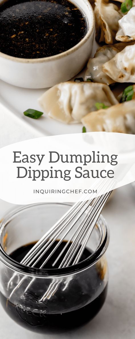 Dumpling and Potsticker Dipping Sauce is great for dipping all of your favorite Asian bites including potstickers, dumplings, gyoza, egg rolls, scallion pancakes, and appetizers. Dipping Sauce For Dumplings, Sauce For Dumplings, Potsticker Dipping Sauce, Potsticker Sauce, Asian Dipping Sauce Recipes, Dumpling Dipping Sauce, Dumpling Sauce, Easy Dipping Sauce, Easy Dumplings