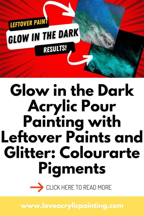 Unleash your creativity with Colourarte Pigments and create mesmerizing Glow-in-the-Dark acrylic pour paintings using leftover paints and glitter. Get ready to amaze everyone with your unique and stunning artwork that glows in the dark! Leftover Paint, Acrylic Pour Painting, Acrylic Pour, Pour Painting, Acrylic Pouring, In The Dark, Glow In The Dark, The Darkest, Northern Lights