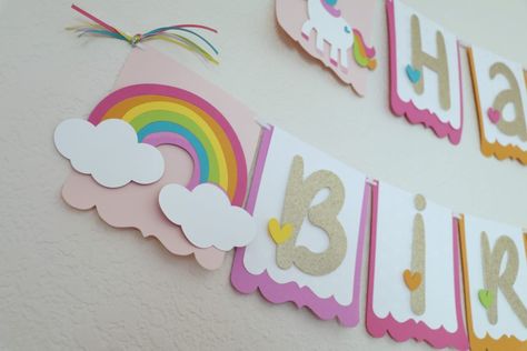 Diy Unicorn Party Decorations, Rainbow Birthday Banner, Diy Unicorn Birthday Party, Unicorn Birthday Banner, Diy Unicorn Party, Kids Unicorn Party, Unicorn Birthday Decorations, Unicorn Birthday Party Decorations, Diy Birthday Banner