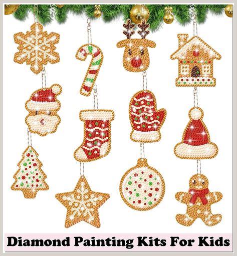 Clothmile 12Pcs Christmas Diamond Painting Keychains Kit Christmas Gingerbread Man Diamond Painting Keychains 5d DIY Holiday Gingerbread Man Diamond Art Painting Keychain for Xmas Beginners Kids Painted Keychain, Man Keychain, Painting Keychain, Art Keychain, Diamond Dots, Christmas Gingerbread Man, Christmas Diamonds, Rhinestone Crafts, Diamond Pen