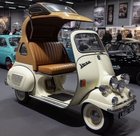 Combi Hippie, Vespa Bike, Classic Vespa, Scooter Custom, Combi Volkswagen, Vespa Scooter, Microcar, Scooter Design, Futuristic Motorcycle