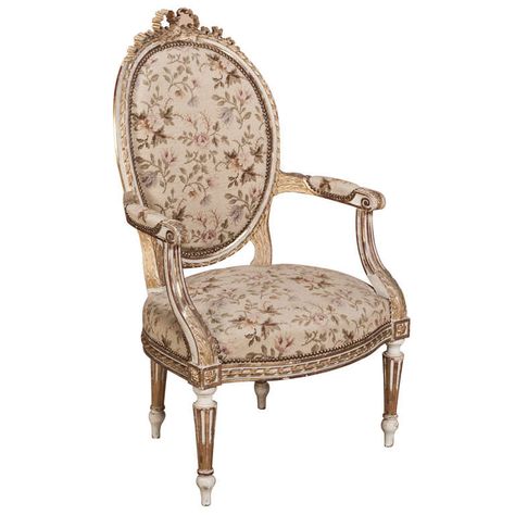 Antique French Louis XVI Needlepoint Armchair Rococo Armchair, Rococo Chair, Rococo Interior, Rococo Furniture, Traditional Armchairs, French Arm Chair, Rocking Chair Nursery, French Rococo, Furniture Logo