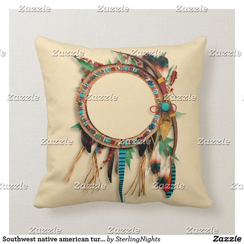 Southwest native american turquoise bow arrow throw pillow Native American Horses, Bow Arrow, Feather Decor, Vintage Throw Pillows, Bow Arrows, Feather Pillows, Native American Turquoise, American Turquoise, Colorful Feathers