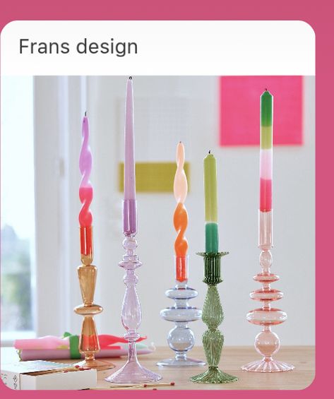 Colorful Candle Holders, Deco Accessories, Mid Century Christmas, Diy Presents, Estilo Art Deco, Glass Candlesticks, Glass Candle Holders, Diy Candles, Glass Candle