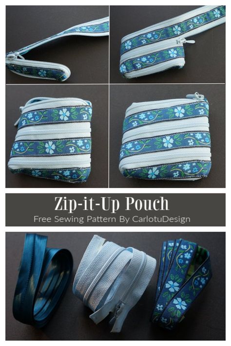 DIY All Zipper Around Pouch Free Sewing Tutorial Zipper Purse Pattern Free, Diy Bag With Zipper, Zipper Projects, Zip Pouch Tutorial, Diy Pouch No Zipper, Purse Patterns Free, Coin Purse Pattern, Wallet Sewing Pattern, Zipper Crafts