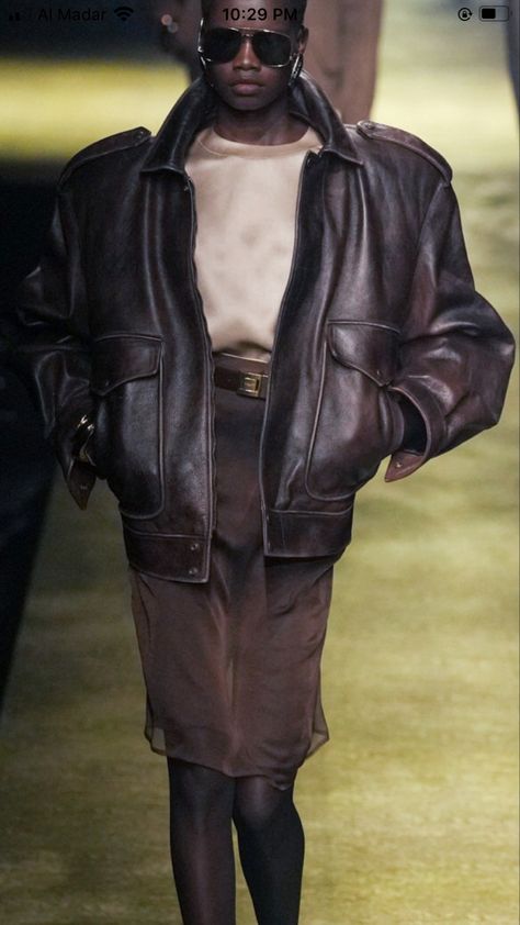 Ysl Leather Jacket, Ysl Runway, Fall Winter 2023 2024, 2024 Aesthetic, Power Dressing, Winter 2023, Fall 2023, Fashion Stylist, Leather Jackets