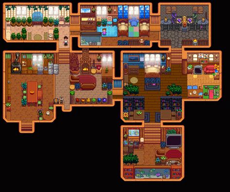 Stardew Valley House Layout, Stardew House, Stardew Tips, Stardew Valley House, Stardew Farm, Stardew Farms, Stardew Valley Layout, Stardew Valley Tips, Stardew Valley Farms