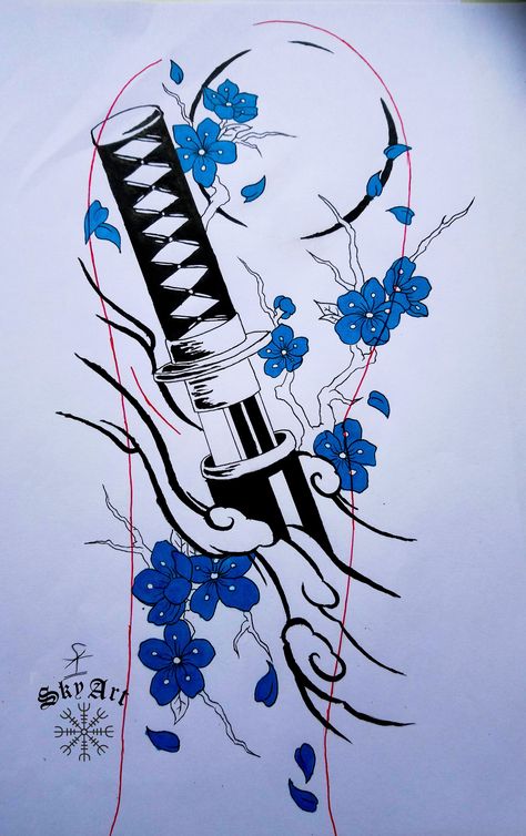 Asian Flower Tattoo, Tattoo Finder, Wpap Art, Drawing Tattoo, American Tattoos, Japanese Sleeve Tattoos, Dagger Tattoo, Japanese Tattoo Art, Samurai Art