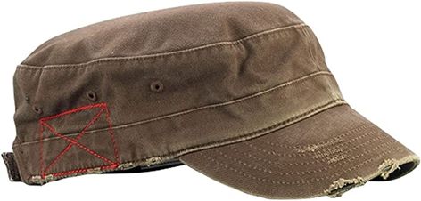 Amazon.com: Mega Cap Cotton Distressed Washed Cadet Cap (Brown) : Clothing, Shoes & Jewelry Cadet Hat Outfit, Hat Outfit Men, Baseball Hat Style, Short Brim Hat, Brown Clothing, Distressed Cap, Cadet Hat, Hats And Caps, Mens Hats