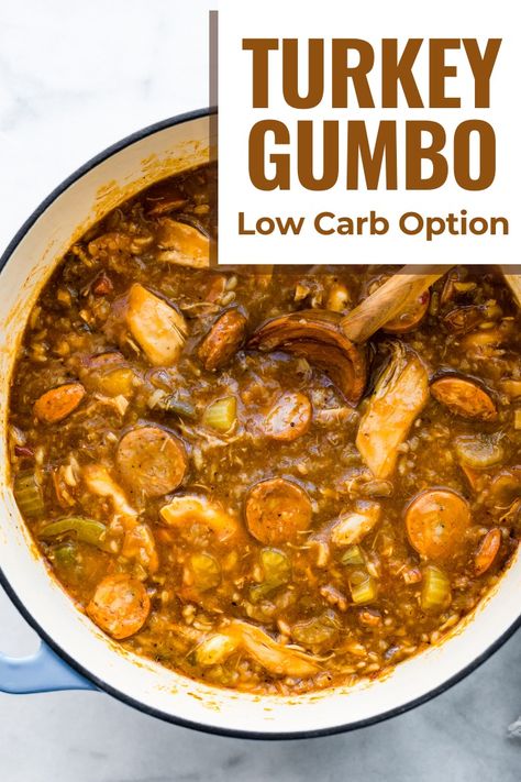 Cajun Turkey Soup, Low Carb Gumbo, Cajun Turkey Recipe, Turkey Gumbo, Ibd Diet, Cotter Crunch, Soup Low Carb, Turkey Rice Soup, Cajun Turkey