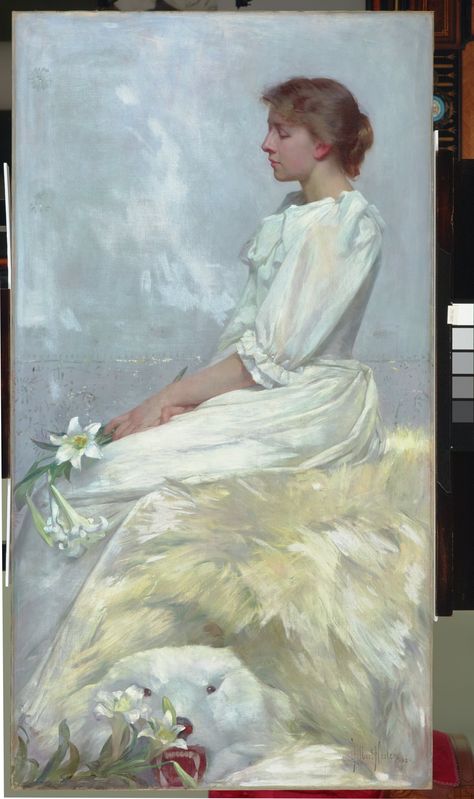 From the Art Collection of the High Museum: "Portrait of Bessie (Miss Elizabeth Newton)" (Oil on canvas) by Albert Herter Albert Herter, Dreamy Paintings, The Woman In White, August Sander, Alfred Stevens, James Mcneill Whistler, Albert Bierstadt, William Adolphe Bouguereau, Woman In White