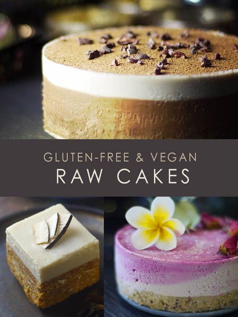 A collection of delicious raw vegan cake recipes for every occasion. All tried and tested with rave reviews -- a perfect resource for crowd pleasing cakes. Vegan Napoleon Cake, Raw Vegan Birthday Cake, Portal Opening, Deserturi Raw Vegan, Vegan Gluten Free Cake, Surf Cake, Raw Vegan Cheesecake, Raw Vegan Cake, Raw Cheesecake