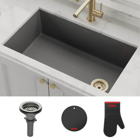 Black Granite Sink, Small White Kitchens, Granite Kitchen Sinks, Drain Opener, Single Bowl Sink, Single Basin, Undermount Kitchen Sinks, Granite Kitchen, Sink Drain