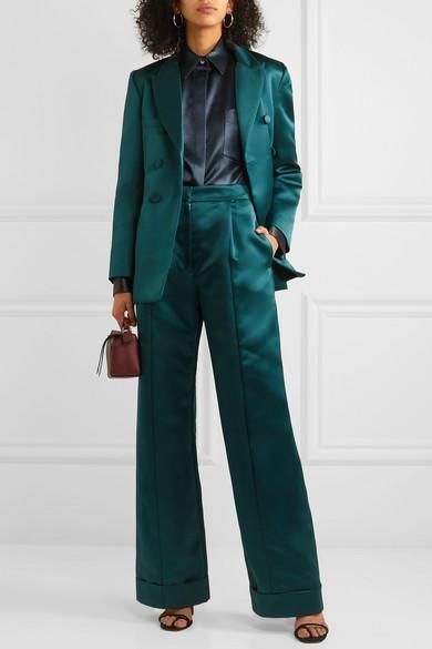 Satin Suit Women, Green Suit Women, Wedding Suit Women, Suit Styles, Satin Suit, Womens Suit, Woman In Suit, Pant Suits For Women, Peter Do