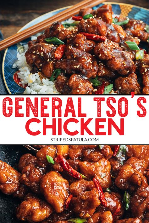 Learn how easy it is to make the #1 most popular Chinese-American takeout dish at home! This General Tso's Chicken recipe, with crispy fried chicken thighs and a sweet-spicy sauce, can be on the table in under an hour. #chinesefood #generaltsochicken #chickenrecipes Fried Chicken Thighs, General Tso's Chicken Recipe, General Tso's Chicken, Tso Chicken, General Tso Chicken, Mapo Tofu, General Tso, Sweet And Spicy Sauce, Easy Chinese Recipes