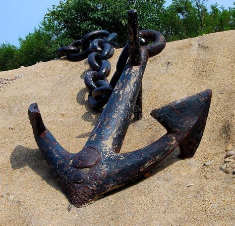 Old anchor. On a sand , #sponsored, #anchor, #sand #ad Boats Tattoo, The Anchor Holds, Boat Tattoo, Pirate Stuff, Old Abandoned Buildings, Anchors Aweigh, Ship Anchor, Anchor Tattoo, Boat Anchor