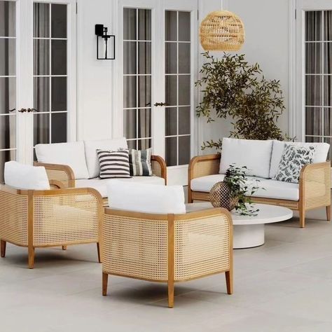 Bookshelves Living Room, Rattan Furniture Living Room, Sofa Kulit, Furnitur Ruang Keluarga, Affordable Sofa, Set Meja Makan, House Vibes, Rattan Outdoor, Set Sofa